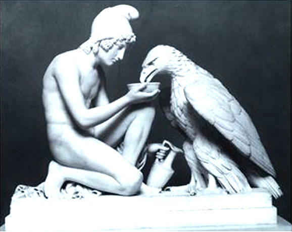 (Bertel Thorvaldsen.1817.Ganymede with the Eagle of Jupiter. Right-clicked from www.allposters.com, used here for non- commercial  purposes, under the terms of  free service by blog-use of image provided by said site.)
